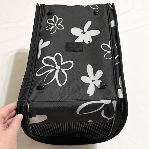 Collapsible Pet Carrier for Small Cats/Dogs - Black/White Floral Print w/Handle - Picture 5 of 16